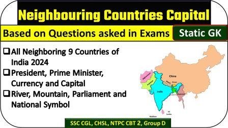 Neighboring countries of India, Capital and Currency GK Questions 2023 PDF