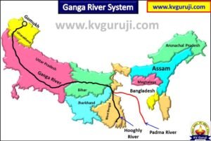 Ganga River Map Starting to End Points