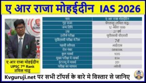 A R Rajah Mohaideen UPSC Biography in Hindi 2026, AIR 7, Age, Caste, Attempts, Optional, Marks, and Marksheet