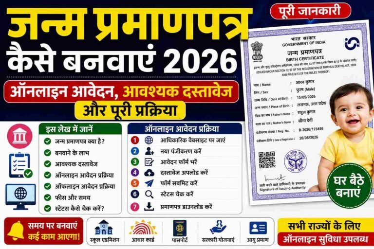 जन्म प्रमाणपत्र कैसे बनवाएं 2026: ऑनलाइन आवेदन, आवश्यक दस्तावेज और पूरी प्रक्रिया