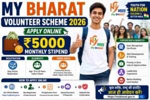 My Bharat Volunteer Scheme 2026 Apply Online: ₹5000 Monthly Stipend, Registration, Eligibility, Certificate & Benefits